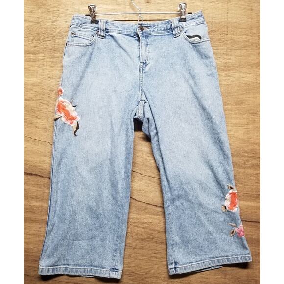 Madison & Max Petites Wmns Sz 10P Cropped Denim Jean Cottagecore Boho Floral - Picture 1 of 9